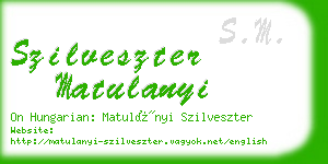 szilveszter matulanyi business card